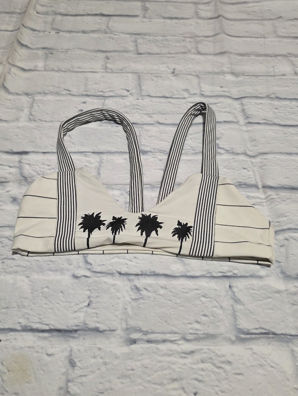 Boys + Arrows White Ribbed Logo Bikini Top